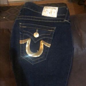Gold sequin True Religion jeans